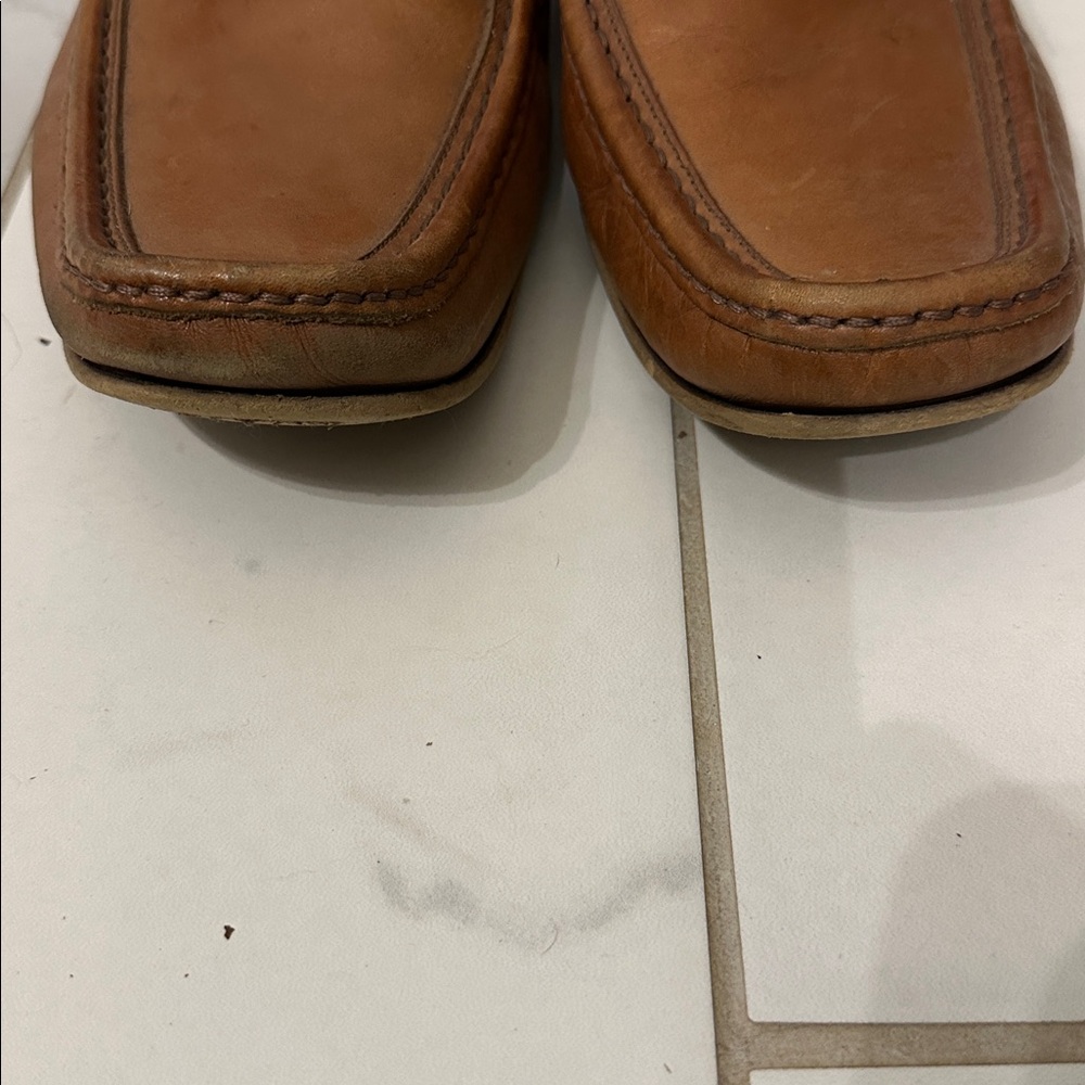 Donald J. Pliner Tan Leather Slip-On Loafers - Picture 7 of 11